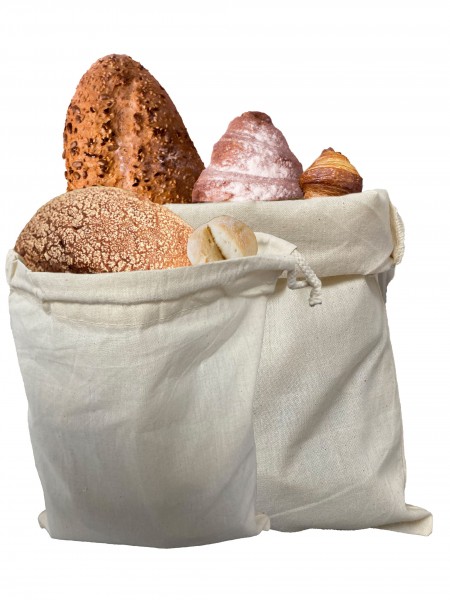 5 Stück Brotbeutel aus Baumwolle Natur Umweltfreundlich S - 25 x 30 cm