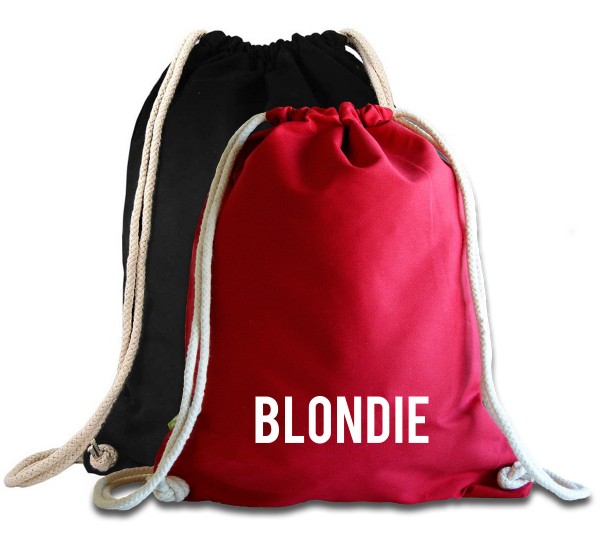 Blondie Turnbeutel mit Spruch aus Baumwolle