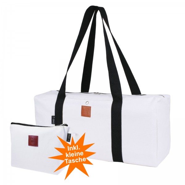 T-Bags Sporttasche Damen Groß Reisetasche Weekender Baumwolle Tasche Weiß
