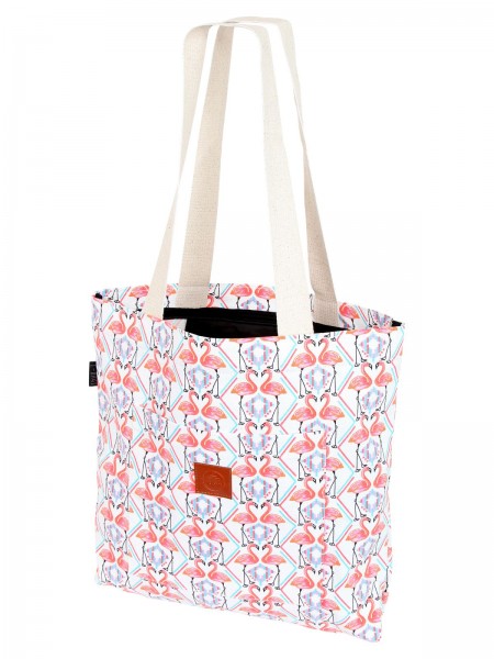 T-Bags Tasche Damen Shopper Stoff Einkaufstasche mit Reißverschluss Flamingo BSB
