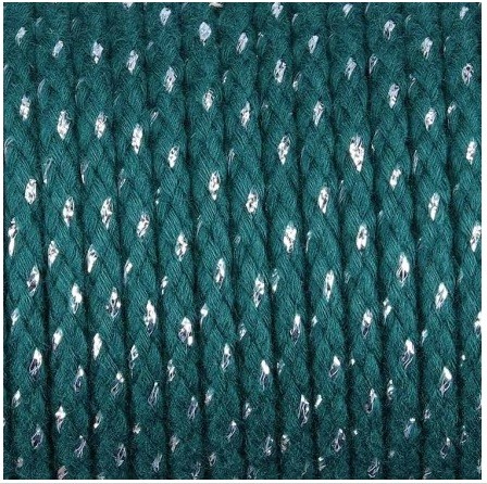 Kordel Baumwolle 6 mm für Turnbeutel Lurex grün-silber Meterware